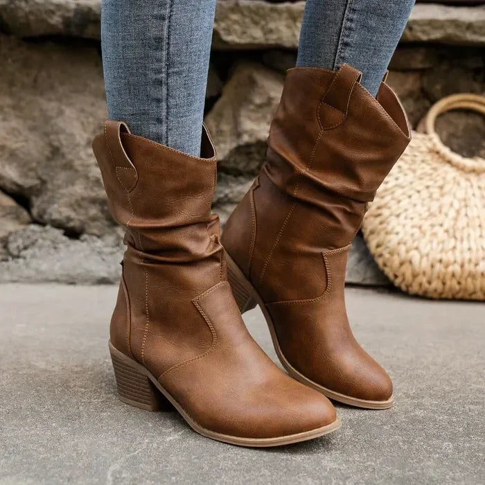 Retro Pointed Toe Cowboy Boots for Women – Stylish & Comfortable Western Fashion