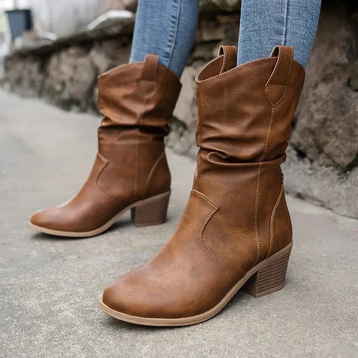 Retro Pointed Toe Cowboy Boots for Women – Stylish & Comfortable Western Fashion