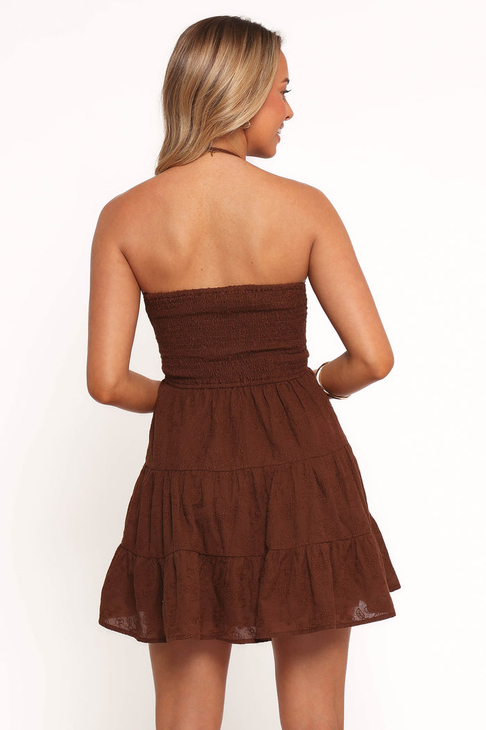 Petal and Pup USA DRESSES Rilie Halterneck Mini Dress - Brown