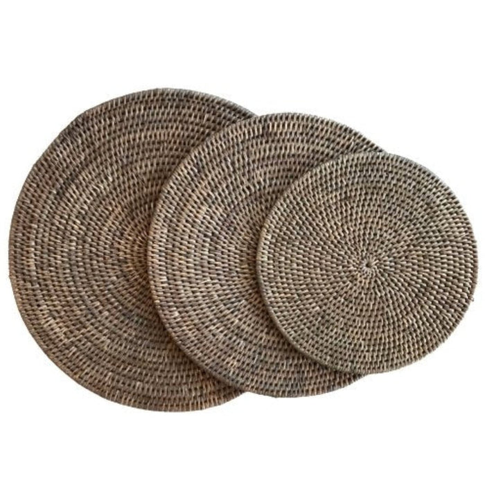 Round Rattan Placemat | Old Grey - Suzie Anderson Home