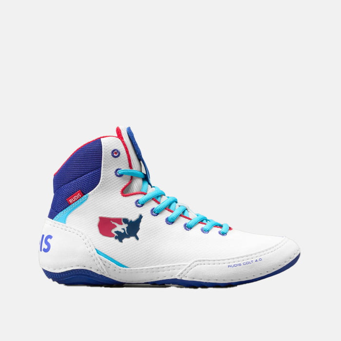 Side view of the Rudis Colt 4.0 Youth Wrestling Shoes, USA.