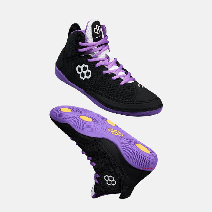 Side and side medial view of the Rudis Courage Youth Wrestling Shoes, Angeles.