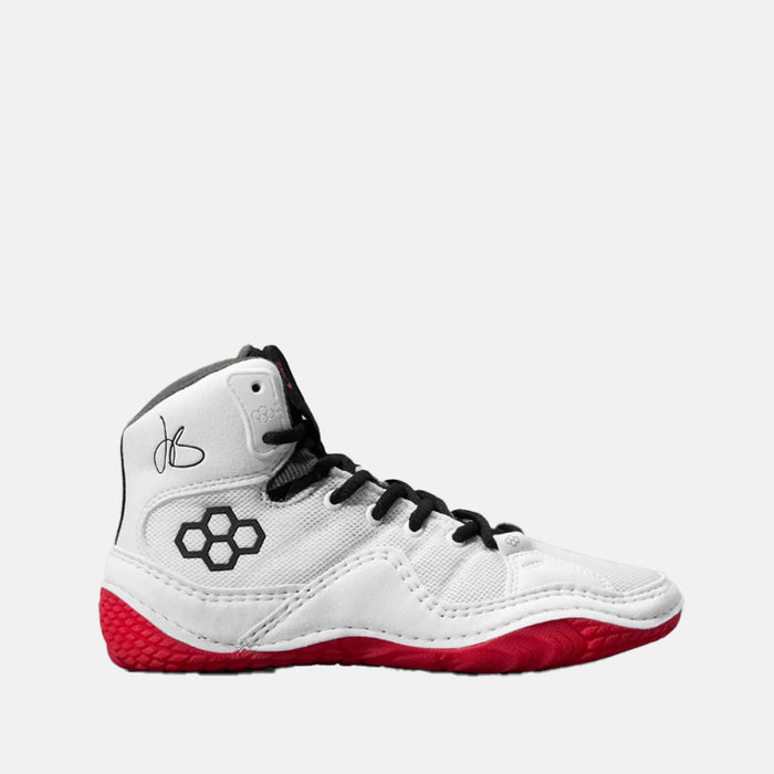 Side view of the Rudis JB1 Youth Wrestling Shoes, White Hot.