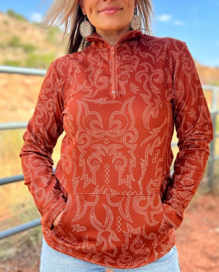 Rust Bootstitch Quarter Zip pullover
