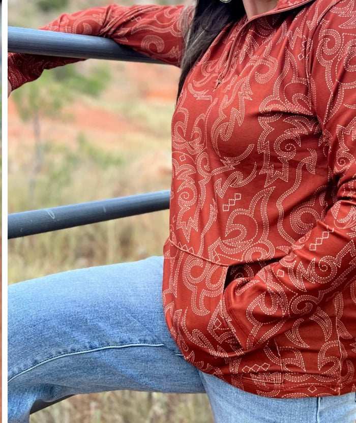 Rust Bootstitch Quarter Zip pullover