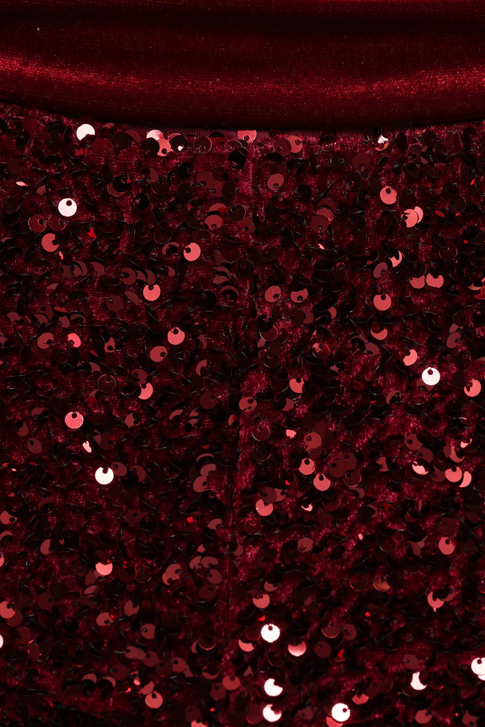 Petal and Pup USA BOTTOMS Scarlette Sequins Short - Burgundy