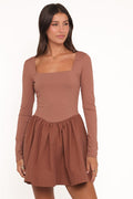 Petal and Pup USA DRESSES Sheena Long Sleeve Mini Dress - Mocha