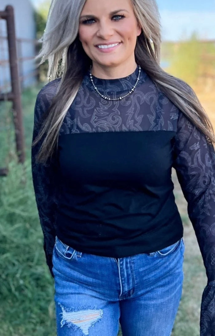 Sheer Hybrid bootstitch black top