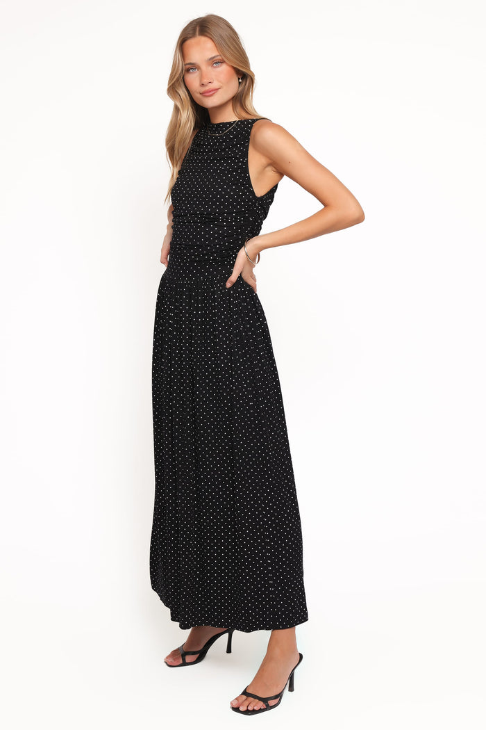 Petal and Pup USA DRESSES Shirley Maxi Dress - Black Polka Dot