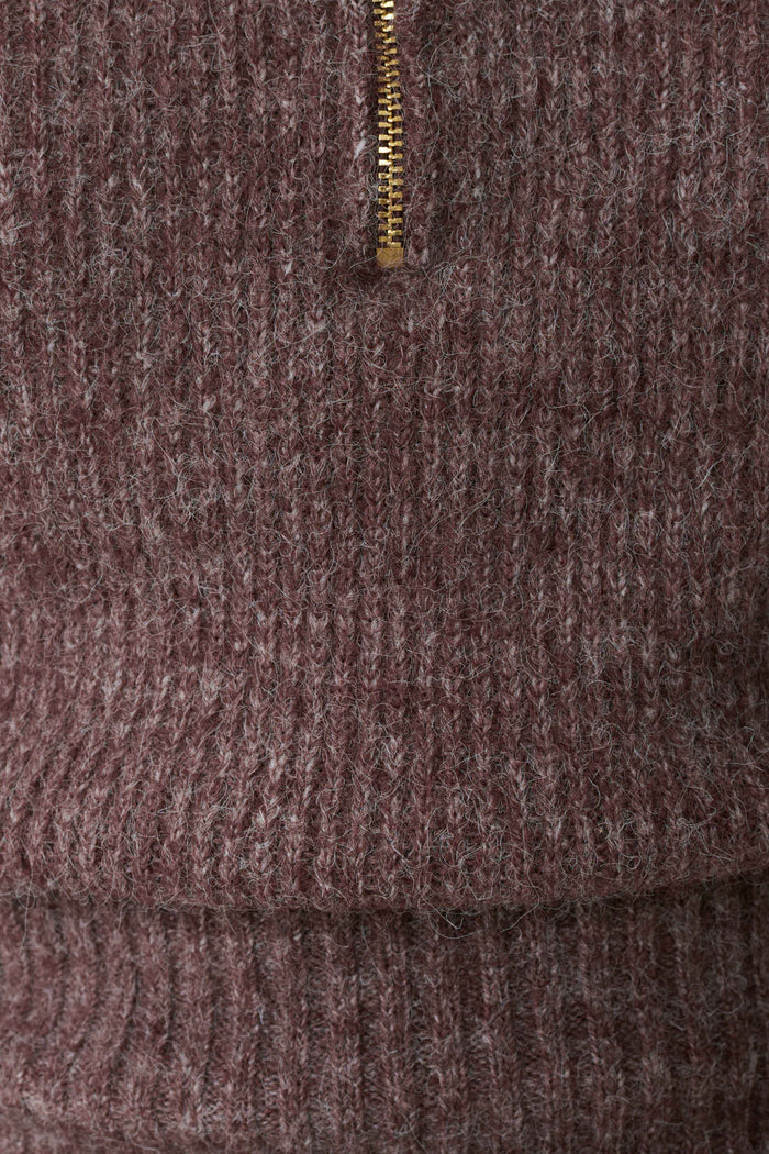 Skylaine Zip Knit Jumper - Brown Marle