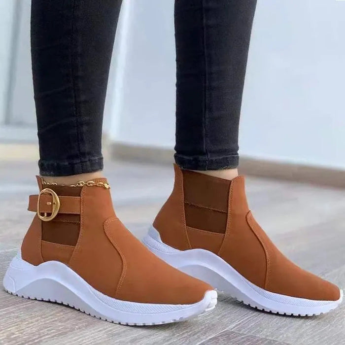 Sleek Platform Ankle Boots for Women – Trendy & Versatile Style