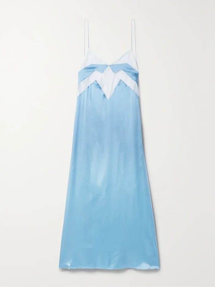 SLEEPING WITH JACQUES Francine Silk Lace Detail Slip Dress - House Of Huntington