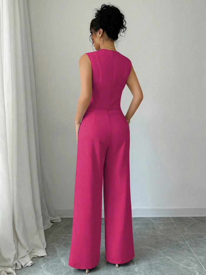 SLEEVELESS BLAZER VEST AND SUIT PANTS SET