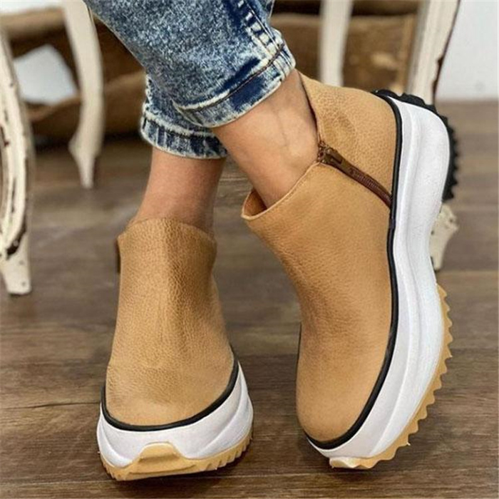 Slip-On Platform Ankle Boots | Textured Casual Comfort Boots