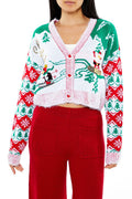 Snowboarding Santa Cardigan Sweater