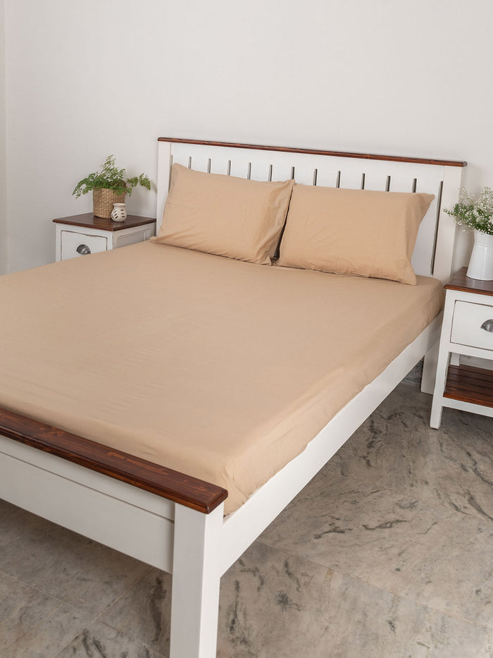 Solid Cotton Flat Sheet - Pebble