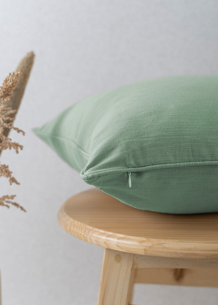 Solid Sage Green 100% cotton plain cushion cover for sofa