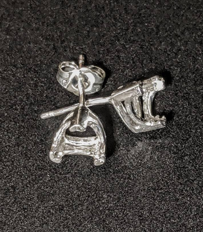 Solid Sterling Silver or 14kt Gold 1 Set (2 pieces) 4mm-10mm Trillion Vee Prong Earrings Setting, 162-185/142-185