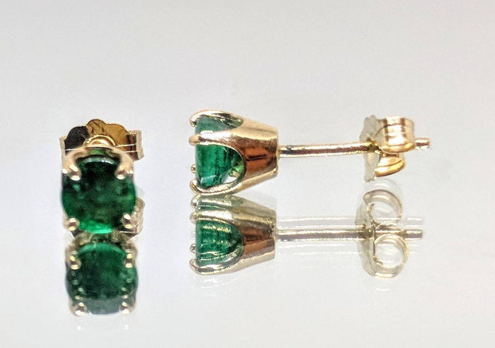 Solid Sterling Silver or 14kt Gold Natural (Genuine) 2mm-5mm Round Emerald Stud Earrings, Children Jewelry, Tiny Earrings, Fine Earrings