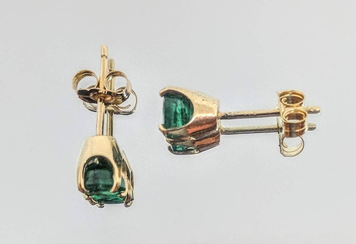 Solid Sterling Silver or 14kt Gold Natural (Genuine) 2mm-5mm Round Emerald Stud Earrings, Children Jewelry, Tiny Earrings, Fine Earrings