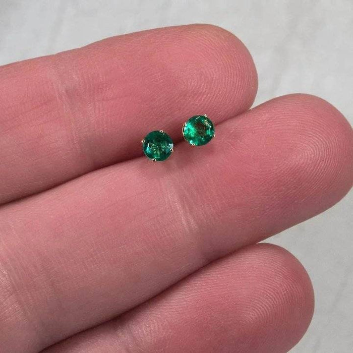 Solid Sterling Silver or 14kt Gold Natural (Genuine) 2mm-5mm Round Emerald Stud Earrings, Children Jewelry, Tiny Earrings, Fine Earrings