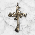 Solid Sterling Silver or 14kt Gold Round Cross Pendant Setting, New, Made in USA 161-732/141-732