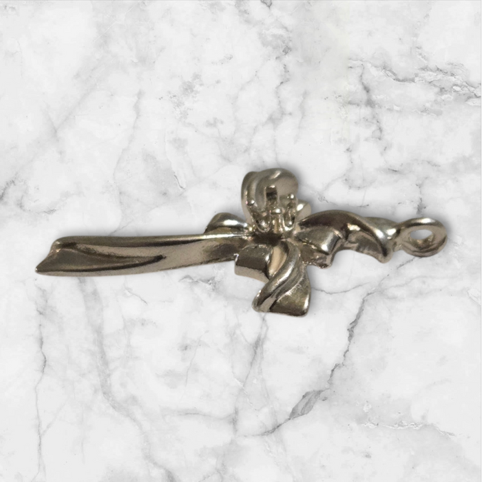 Solid Sterling Silver or 14kt Gold Round Cross Pendant Setting, New, Made in USA 161-732/141-732