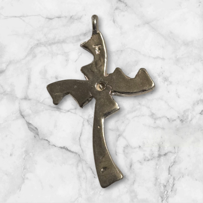 Solid Sterling Silver or 14kt Gold Round Cross Pendant Setting, New, Made in USA 161-732/141-732