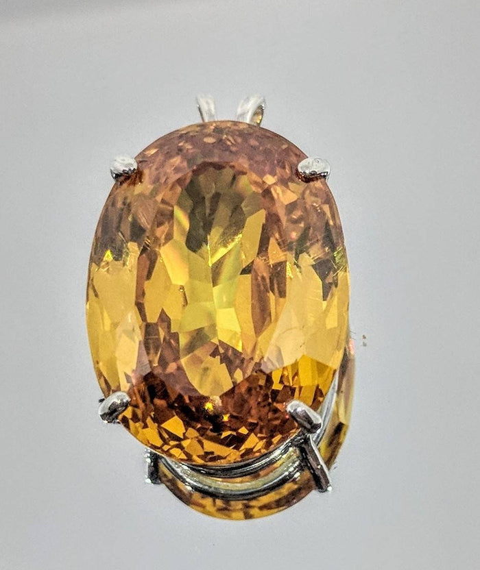 Solid Sterling Silver or 14kt White Yellow, Rose Gold Natural Golden Citrine Large, Huge, Oval Pendant Solitare VVS Eye Clean Exceptional