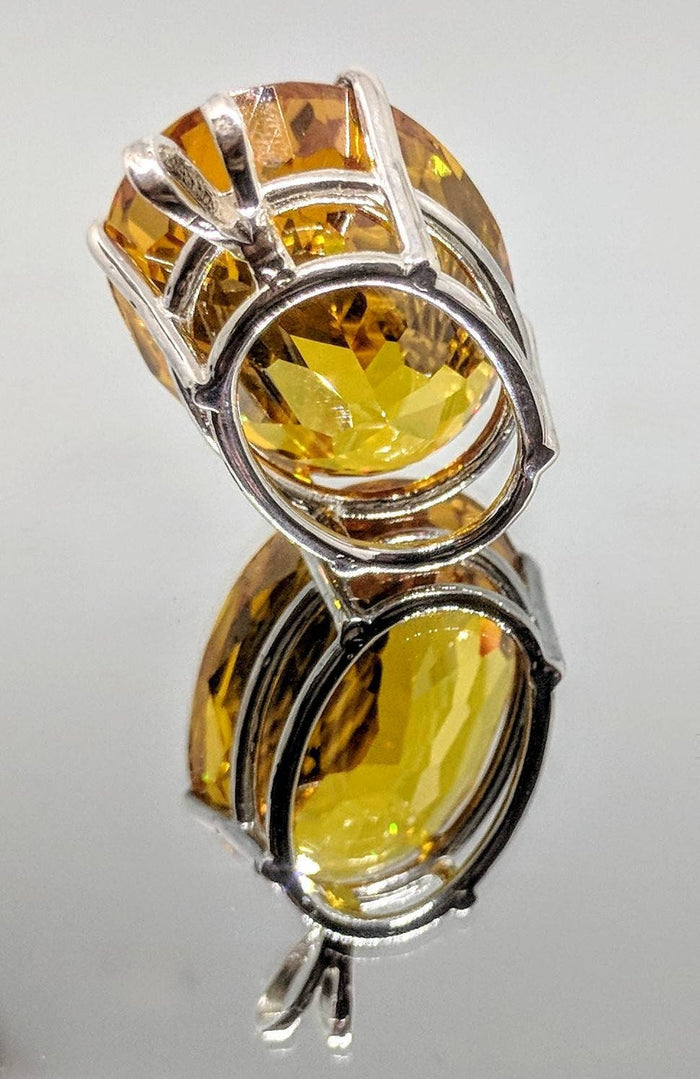 Solid Sterling Silver or 14kt White Yellow, Rose Gold Natural Golden Citrine Large, Huge, Oval Pendant Solitare VVS Eye Clean Exceptional