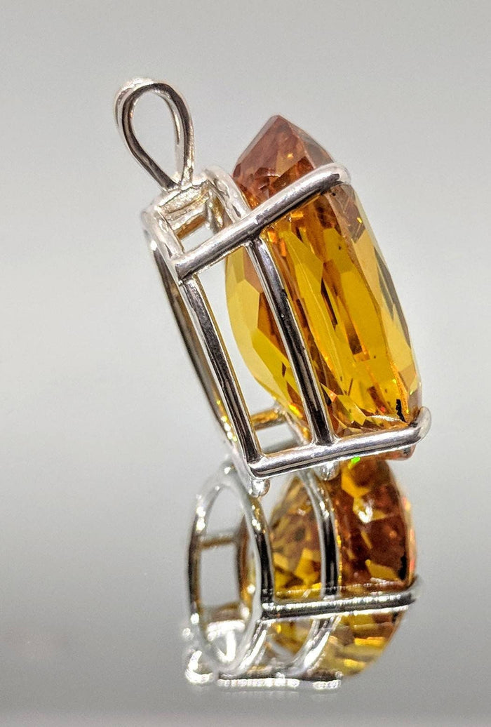 Solid Sterling Silver or 14kt White Yellow, Rose Gold Natural Golden Citrine Large, Huge, Oval Pendant Solitare VVS Eye Clean Exceptional