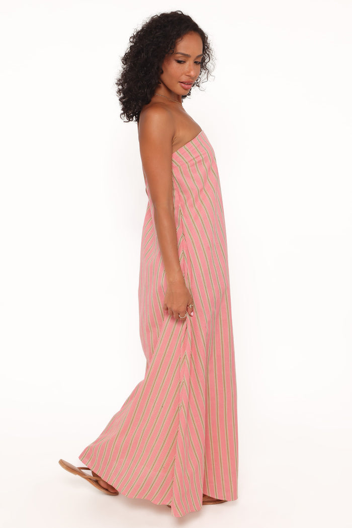Petal and Pup USA DRESSES Soph Strapless Maxi Dress - Pink Stripe