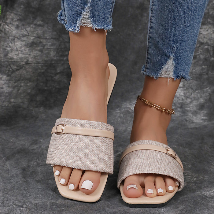 Square Toe Flat Slippers for Women – Stylish & Comfortable Everyday Wear