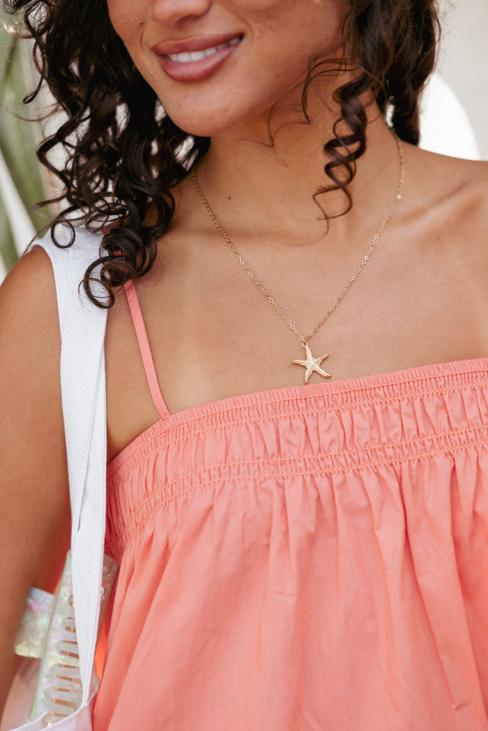 Petal and Pup USA ACCESSORIES Starfish Necklace - Gold One Size