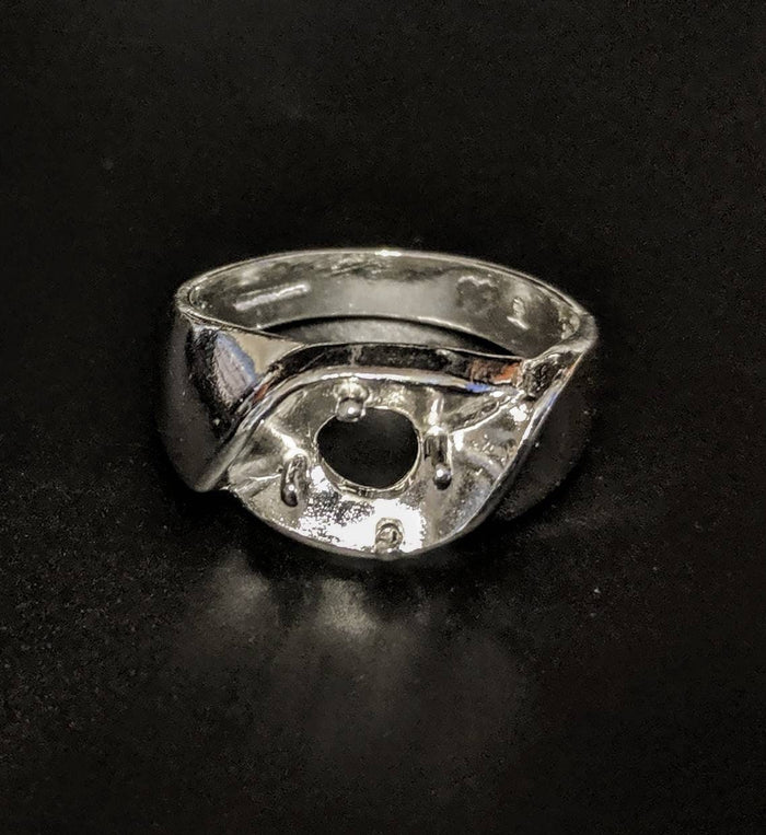 Sterling Silver or 10kt Gold Gents 6.5 mm Rd Illusion Pre-Notched Blank Mens Ring Size 9,-11, setting 163-295/143-295