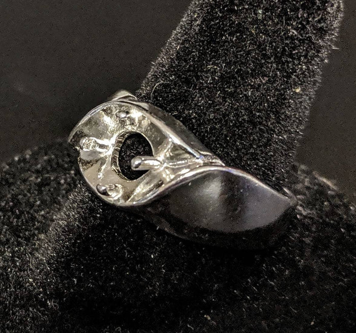 Sterling Silver or 10kt Gold Gents 6.5 mm Rd Illusion Pre-Notched Blank Mens Ring Size 9,-11, setting 163-295/143-295