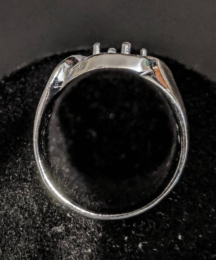 Sterling Silver or 10kt Gold Gents 6.5 mm Rd Illusion Pre-Notched Blank Mens Ring Size 9,-11, setting 163-295/143-295