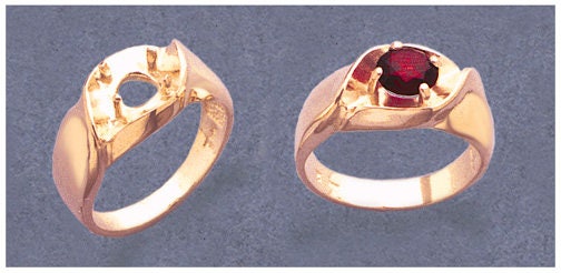 Sterling Silver or 10kt Gold Gents 6.5 mm Rd Illusion Pre-Notched Blank Mens Ring Size 9,-11, setting 163-295/143-295