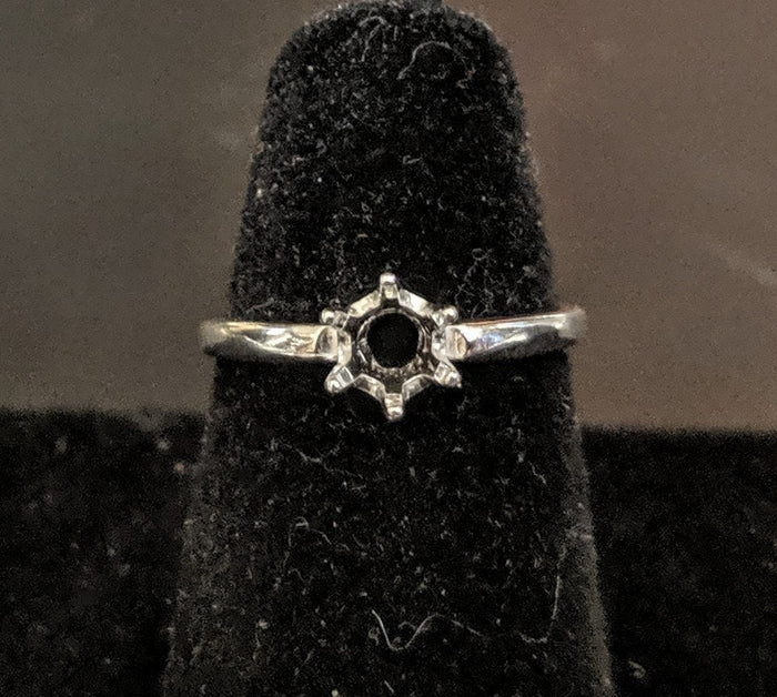 Sterling Silver or 14kt Gold 4, 5, 6, & 6.5mm Round Pre-Notched Blank Ring Size 5, 6, 7 or 8 shank setting Size 6, 7, or 8 163-262/143-262