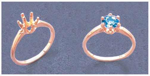 Sterling Silver or 14kt Gold 4, 5, 6, & 6.5mm Round Pre-Notched Blank Ring Size 5, 6, 7 or 8 shank setting Size 6, 7, or 8 163-262/143-262