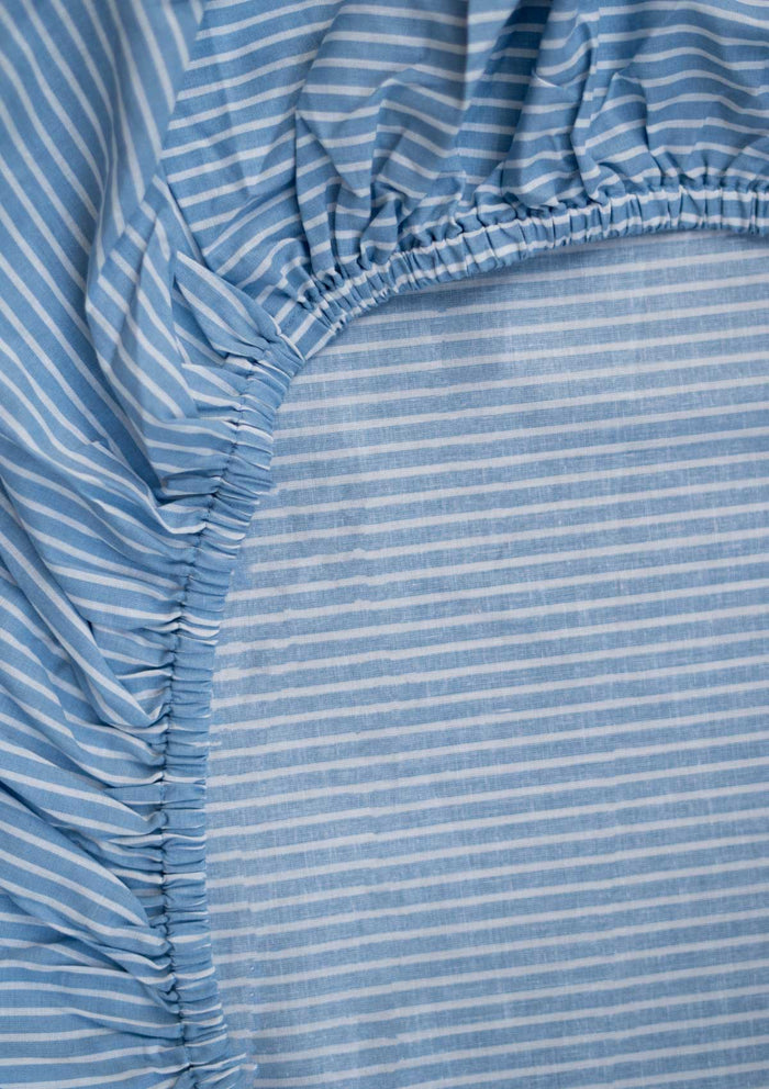 Stripes Fitted Sheet - Powder Blue