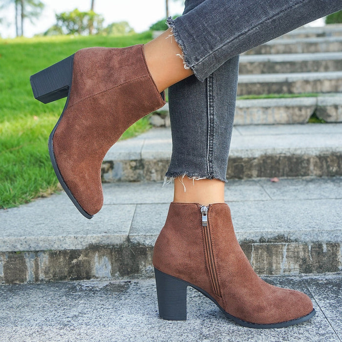 Structured Suede Ankle Boots for Women – Elegant & Versatile