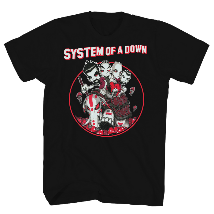 System of a Down t-shirt in front of  white background
