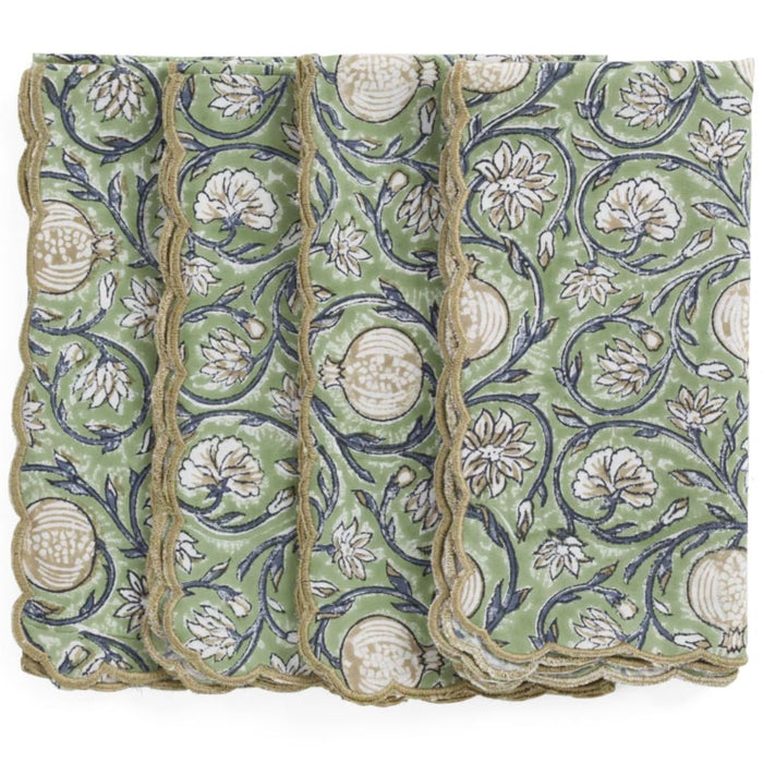 Tangier Pomegranate Cotton Napkins SET OF 4 | Green - Suzie Anderson Home