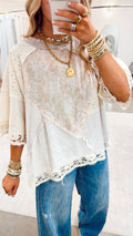 The Lila Mixed Media Top-Lavender