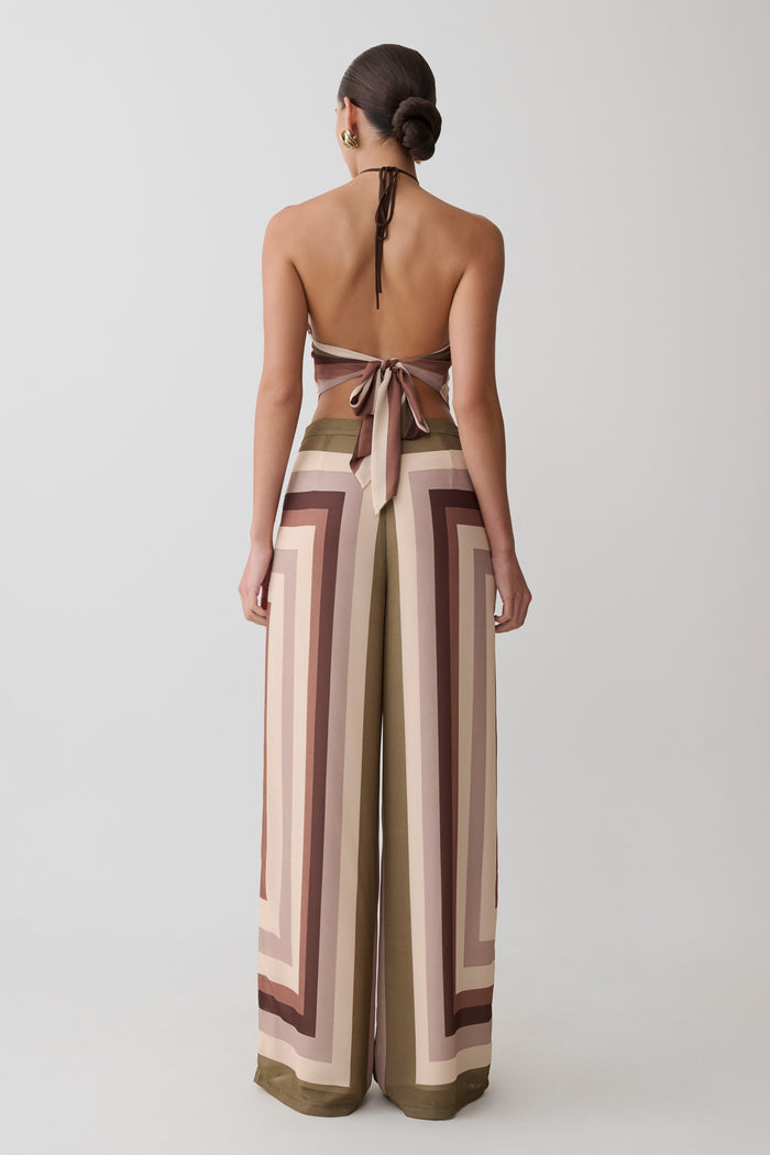Thea Halter Chiffon Sleeveless Top - Multi Stripe