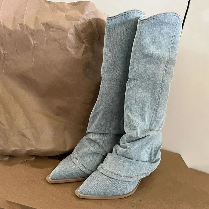Thigh High Denim Boots for Women – Chic & Stylish