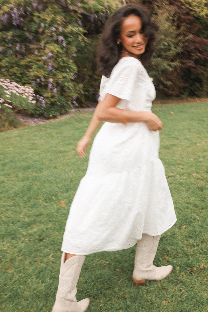 Petal and Pup USA DRESSES Tierney Midi Dress - White