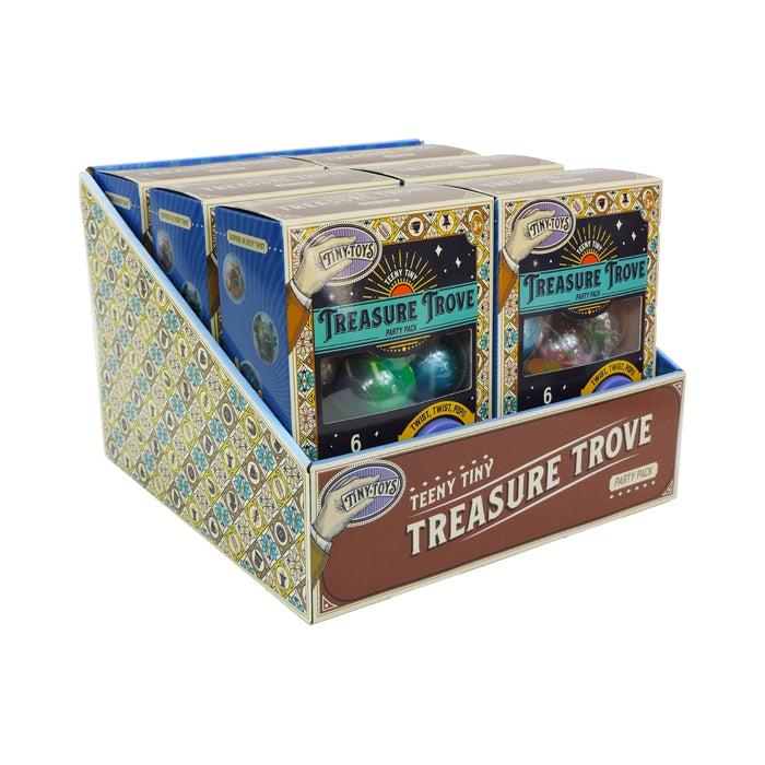Tiny Toys Teeny Tiny Treasure Trove by Tiny Toys is a display box of surprise collectible capsule toys with vibrant designs and a window revealing the toy inside—just like a mini gashapon machine for endless fun!.