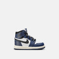 Side view of the Toddler Jordan 1 Retro High OG "Midnight Navy".